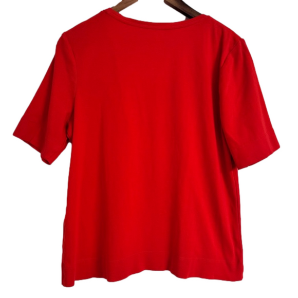 Chico’s The Ultimate Tee Red, Short Sleeve V-Neck Shirt, Size 2 (Large) - Picture 2 of 4